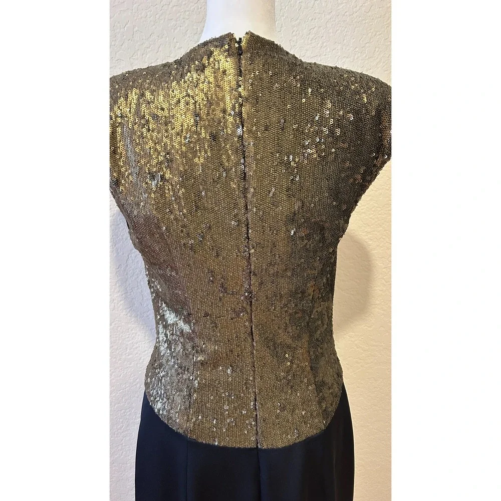 Ted Baker London Langley Gown Maxi Dress Size 2 Black Gold Sequins Holiday HOCO - Picture 8 of 11